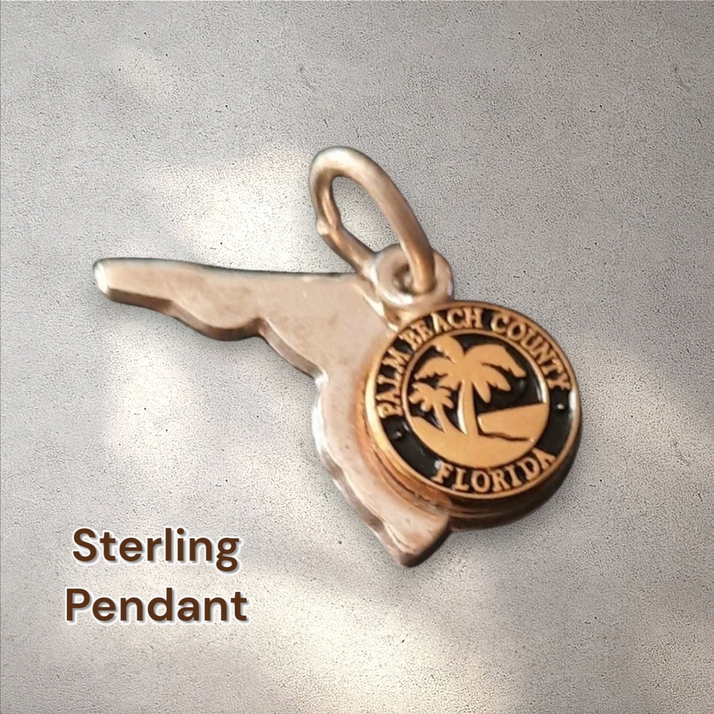 Florida sterling silver palm beach charm Pendant euc unisex 925